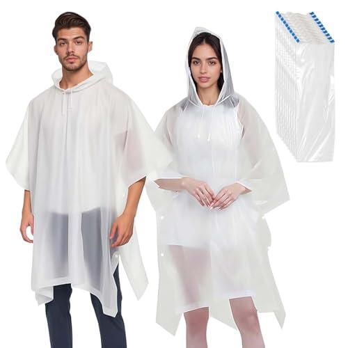 Zimoer 2 Unidades Ponchos de Lluvia para Adultos con Capucha con Cordón, 5 Pares de Botas de Lluvia, Ponchos Impermeables de Emergencia para Mujeres y Hombres, Camping, Senderismo, Viajes