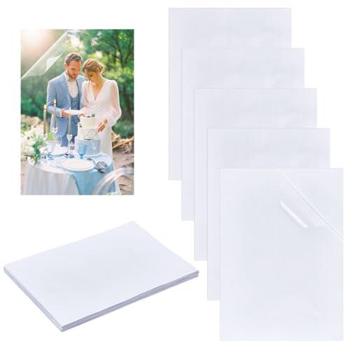 NBEADS 50 láminas laminadas en frío, 30,5 x 21,5 cm, A4, autoadhesivas, transparentes, holográficas, PVC, para tarjetas de visita, fotos, pegatinas