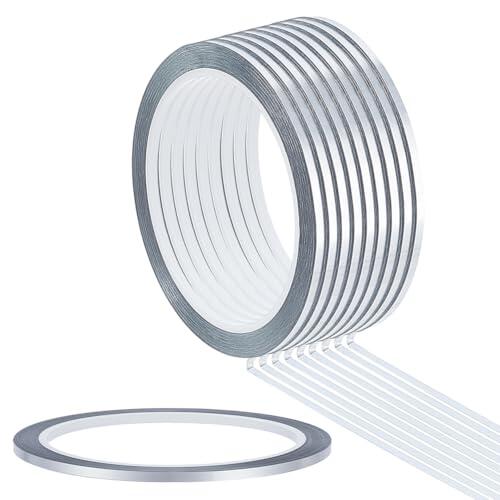NBEADS 10 Rollos 500m Cinta decorativa metalizada,3 mm de ancho, autoadhesiva, cinta adhesiva de PET, cintas decorativas de espejo metálicas, para envolver papel, tarjetas hechas a mano, álbumes