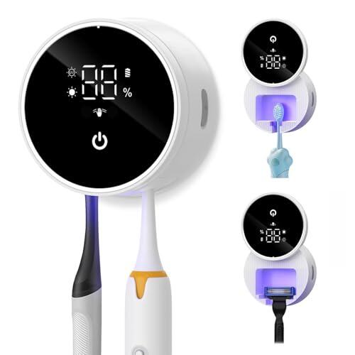 Ankilo Desinfectante para Cepillos de Dientes, Soporte para Cepillo de Dientes Eléctrico con Función de Secado, Temporizador, Pantalla LED, Recargable, Soporte para Cepillo Eléctrico, Viajes