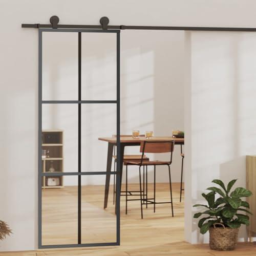 Gecheer Puerta Corredera de Vidrio ESG - Transición Elegante y Silenciosa, Dimensiones 76x205 cm, Montaje Requerido