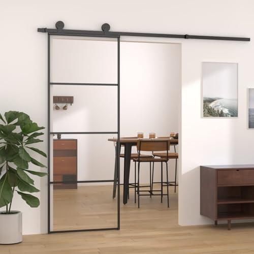 Fasba FasbaPuerta corredera ESG Aluminio y Vidrio ESG Negra 76x205 cm