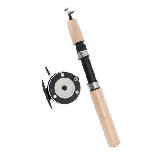 BuyWeek Combo de Caña de Pescar y Carrete, Fibra de Vidrio Plástico Nailon Metal Telescópica con EVA Mango para la Pesca de Hielo