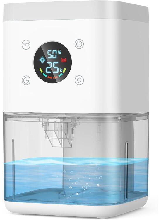 Deshumidificador 1800ML, Deshumidificadores de Humedad Eléctrico, Deshumidificador con filtro, purificación de aire,Deshumidificación inteligente,Temporizador de 24H-Blanco