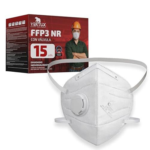 Mascarilla FFP3 con Válvula – 15 Piezas Plegable, Clip Nasal de Aluminio