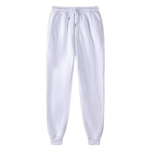 Generisch Pantalones de chándal cómodos para mujer con cordones, pantalones casuales de conexión para mujer con bolsillo práctico, Blanco, S