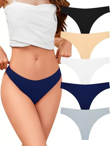 VOENXE Tangas Mujer Pack,Sin Costuras Bragas Mujer,Invisible Ropa Interior