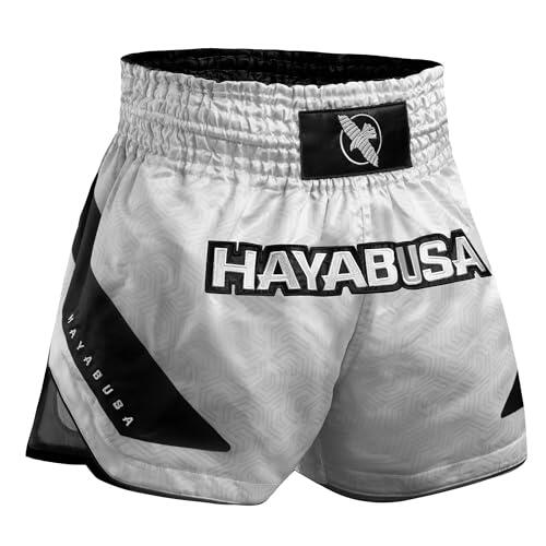 Hayabusa Core - Pantalones cortos de Muay Thai, blanco, M