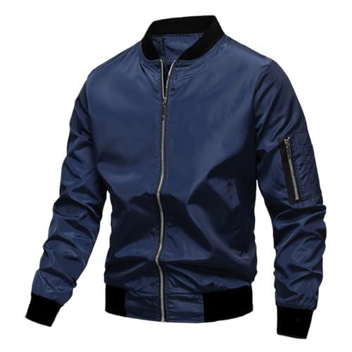 Genérico Chaqueta Bomber Hombre, Chaqueta Hombre Casual, Tejido Antiarrugas Casual Color Sólido Ligera Y Transpirable Cazadora Color Sólido Talla Grande Cómodo Abrigo para Outdoor