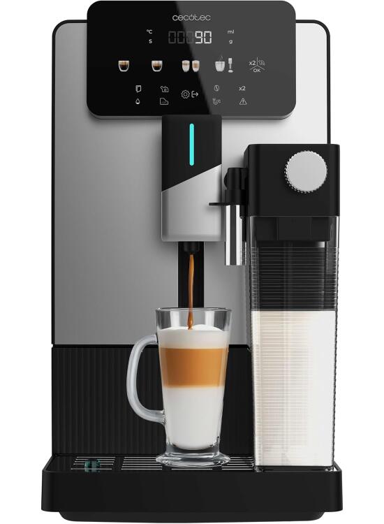Cecotec Cafetera Express Superautomática Cremmaet Latte Art. 1500W, 19Bares, Thermoblock, 6 Bebidas, Depósito Café 150g, Molinillo Cónico, Limpieza Automática, Depósito Agua 1.1L y Leche 400ml