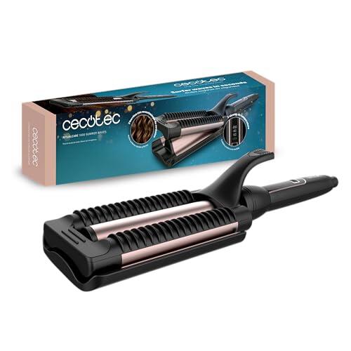 Cecotec Plancha de Pelo de Ondas RitualCare 1000 Summer Waves. 90W, 3 Barriles de 25mm con Revestimiento de Cerámica, 3 Temperaturas Ajustables, 3 Ajustes de Temperatura, Cable 360º