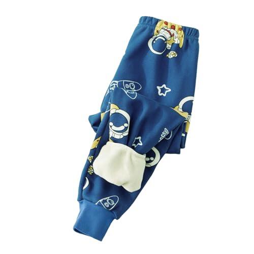 Pantalones de niña de invierno para niños con estampado de dibujos animados pantalones de algodón elásticos cómodos para bebés niños y niñas pantalones para jugar aprendizaje, azul, 8-9 años