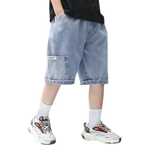 Pantalones cortos de mezclilla para niños para verano, pantalones cortos rectos casuales con prácticos bolsillos para niños activos cómodos y elegantes, azul, 3-4 años