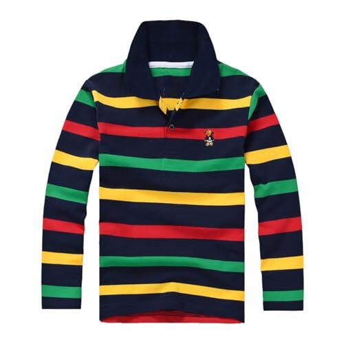 Camisa de manga larga para niños, a rayas, informal, moderna, cómoda, para niños y niñas, tejido suave, cierre de botones, diseño elegante, transpirable, Negro , 10-11 años