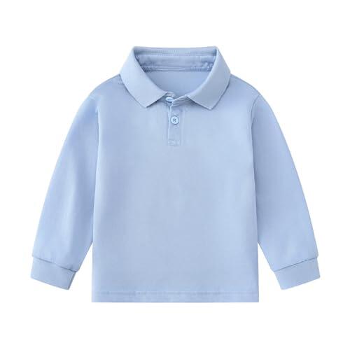 Camiseta de manga larga para niños pequeños, informal, estilo caballero, vacaciones, ocio, transpirable, cómoda, monocolor, azul, 9-10 años