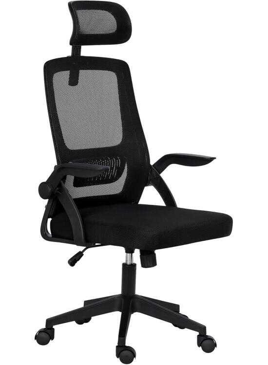 Silla de Escritorio y Oficina de Trabajo - Ergonómica Ajustable y Reclinable - Reposabrazos móviles, Cabezal, Reposacabezas, Función de Inclinación, Silla Giratoria, Soporte Lumbar, Negro