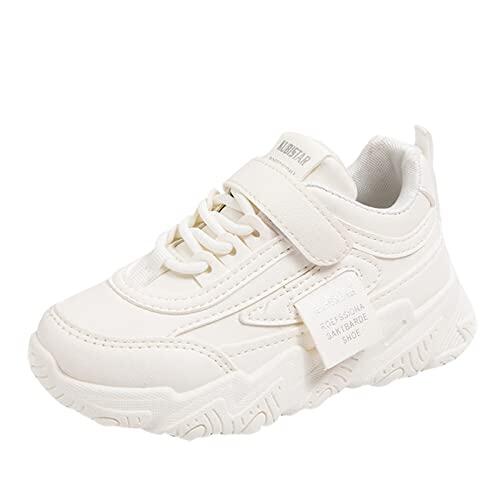 Generisch Zapatillas deportivas para niñas a la moda para todas las estaciones cómodas y ligeras con suela antideslizante con cordones para niños estilo casual, Blanco, 30 EU
