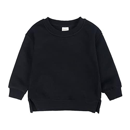 Generisch Sudadera de forro polar para niña, color sólido, chaqueta cálida para bebés, tops suaves, cárdigan cómodo, moda de invierno, Negro , 12-24 meses
