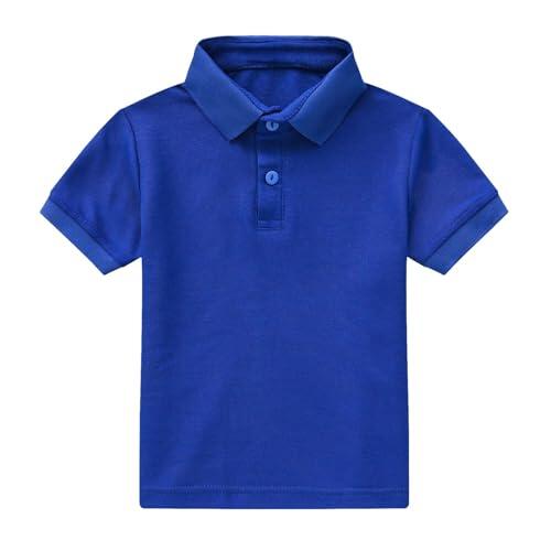 Camiseta de manga corta para niños y niñas, estilo informal, transpirable, cómoda, ligera, para vacaciones, tiempo libre, azul oscuro, 6-7 años