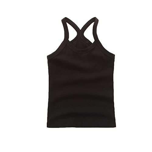 Generisch Camiseta de tirantes para niña, espalda cruzada, ropa deportiva, sin mangas, para danza, ballet, gimnasia, ligera, transpirable, parada de entrenamiento para niños pequeños, Negro , 12-18