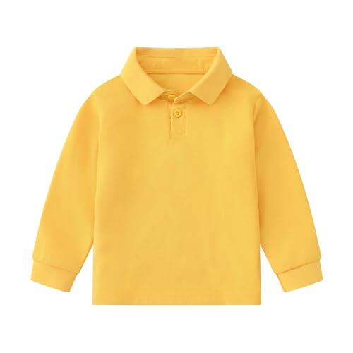 Camiseta de manga larga para niños pequeños, informal, estilo caballero, vacaciones, ocio, transpirable, cómoda, monocolor, amarillo, 4-5 años