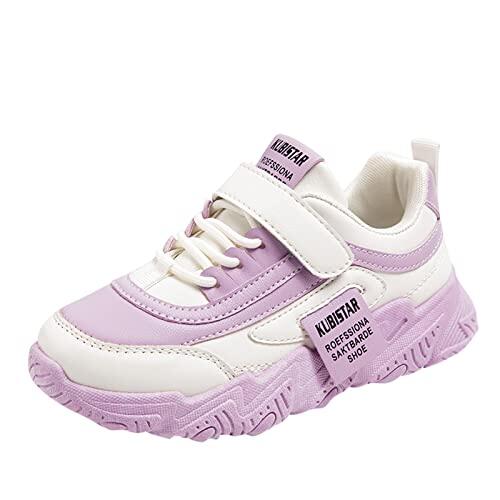 Generisch Zapatillas deportivas para niñas a la moda para todas las estaciones cómodas y ligeras con suela antideslizante con cordones para niños estilo casual, morado, 30 EU