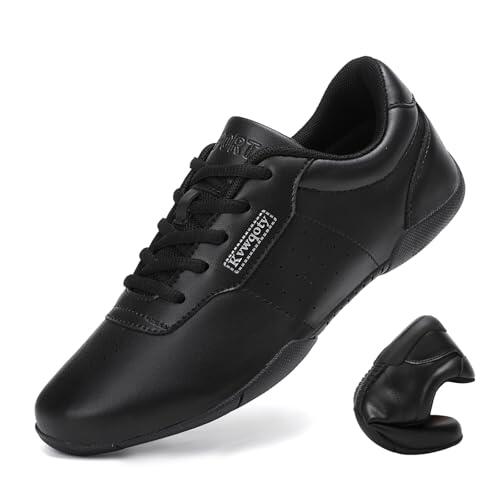 Kvwqoty Zapatillas Cheerleader Mujer Cheerleading Zapatos de Animadoras para Niñas Cheer Sneakers Fitness Aeróbic Zapatos con Cordones Entrenamiento Shoes Negro 40