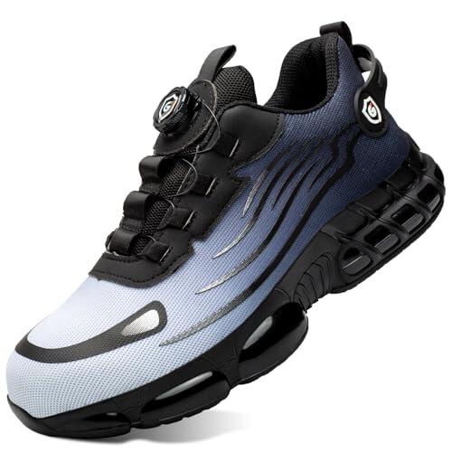 GemChve Zapatos de Seguridad para Hombre Mujer Puntera de Acero Zapatillas Transpirable Ligero Comodo Trabajo Liberación Rápida Calzado de Seguridad Blue 40 EU