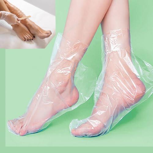 100 Piezas Calcetines de Baño de Parafina,Bolsas de Pedicura de Plástico Transparente Revestimientos de Bño de Cera Parafina para Cera Caliente SPA Cuidado de Pies Accesorios