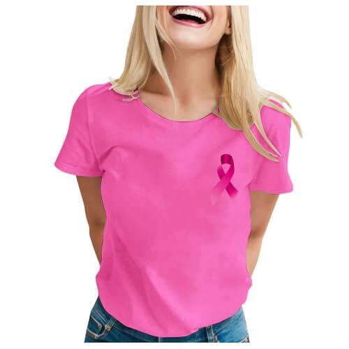 Camiseta de manga corta para mujer, cuello redondo, transpirable, cómoda, informal, moderna, suave, fácil de limpiar, elegante, informal, Rosa., M