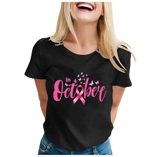 Camiseta de manga corta para mujer, cuello redondo, transpirable, suave, informal, cómoda, para el día a día, tiempo libre, básico, blusa informal, Negro , M