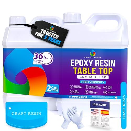 CRAFT RESIN 8L Resina Epoxi para Encimeras – Kit de Resina Epoxi Transparente, Resistente a Rayos UV y Apta para Contacto con Alimentos – para Madera, Encimeras, Manualidades y Revestimientos.