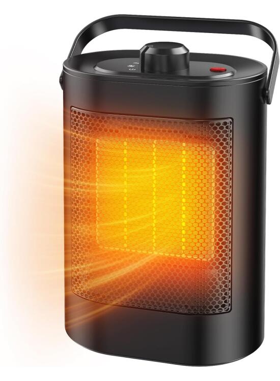 Calefactor Bajo Consumo, 1500W, 3 Modos, Calefactor de Cerámico PTC, Protección Sobrecalentamiento y Protección contra vuelcos, Portátil Estufa Eléctrica para Dormitorio, Salon, Oficina