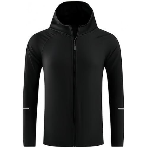 Smatstyle Hombre Chaqueta Deportiva Cortavientos ligero Transpirable Chaqueta Manga Larga Bolsillos con Cremallera Jacket Alta Visibilidad Secado rápido Para Correr Ejercicio Ciclismo