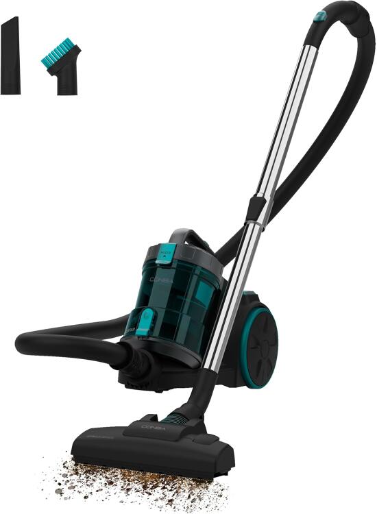 Cecotec Aspirador de Trineo sin Bolsa Conga Rockstar Cyclonic XL. 890W, Depósito Gran Capacidad 2.5L, Filtro Alta Eficiencia, Tubo Telescópico Metálico Ajustable y Accesorios para Muebles y Esquinas