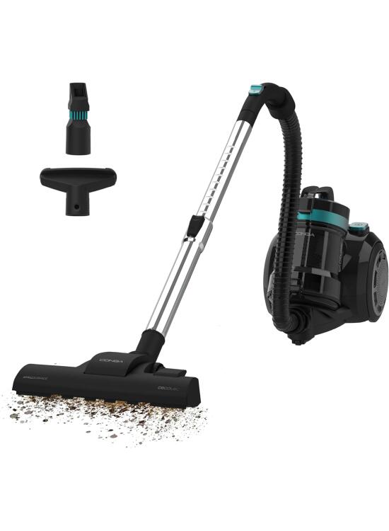 Cecotec Aspirador de Trineo sin Bolsa Conga Rockstar Cyclonic Plus. 800W, Depósito Gran Capacidad 2L, Filtro HEPA, Incluye un Tubo Telescópico Metálico Ajustable y Accesorios para Muebles y Esquinas