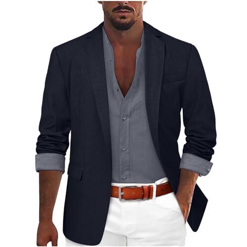 Genérico Blazer Hombre Fiesta, Americana Hombre Slim Fit, Transpirables De Solapa con Botones Tela Ligera Manga Larga Abrigo Slim Fit Casual Retro Elegante Abrigo para Bodas O Eventos