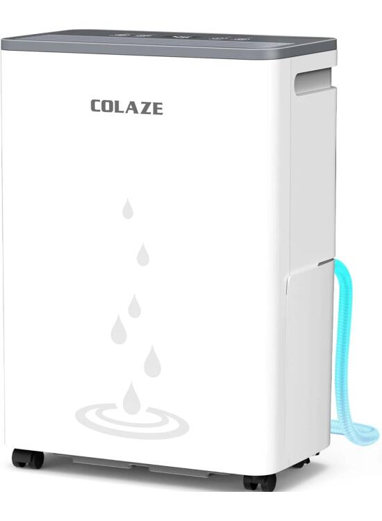COLAZE Deshumidificador 20L/día, Deshumificadores de Humedad Silencioso, Modo Secado de Ropa y Auto Antihumedad,Drenaje Continuo, Ideal para Baños, Dormitorios, Sótanos