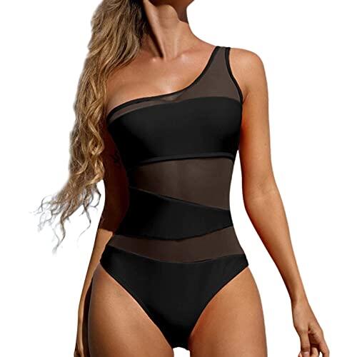Trajes de Baño De Una Pieza para Mujer Alta Cuello en V Control de Barriga Fruncido Bañador Reductores Barriga Monokinis Cintura Vintage Push Up Sexy Slim Fit Cintura Alta Bikini