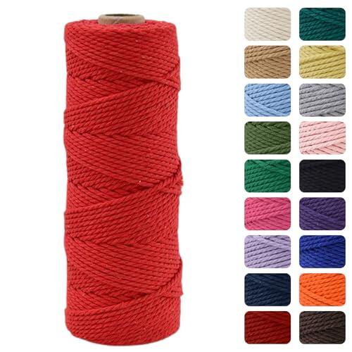 MOMAHUA 2mm Hilo de Macramé 100% Algodón,100m Rojo Cuerda para Manualidades,19 Colores Más,Cordón para DIY,Decoración y Regalos