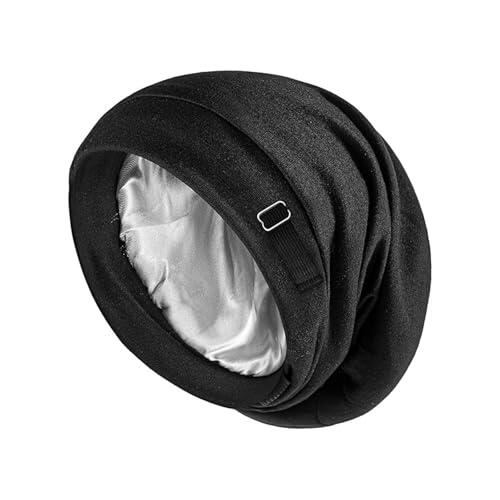 Sikweny Gorro Saten para Dormir Forro de Satén Bonnet Diseño Ajustable Unisex Gorro para Dormir Pelo Rizado Diseño Elástico Correr por la Mañana Ciclismo Senderismo al Aire Libre