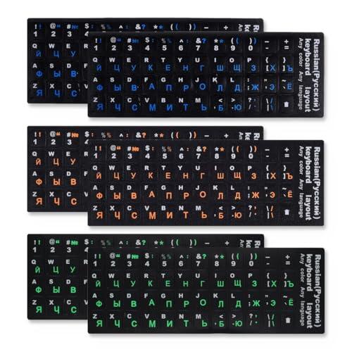 JEYORZY 6 Pegatinas Rusas para Teclado,Pegatinas Teclado Rusas,Russian Keyboard Stickers,Adecuadas para Cualquier Teclado Estándar,Teclado Portátil