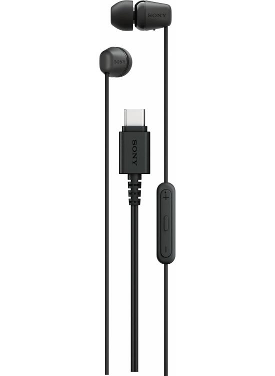 Sony IER‑EX15C: Auriculares con Cable USB-C y micrófono, Casos in Ear Ligeros para Android, iPhone, portátiles y PC; Cable sin enredos, Sonido nítido Viajar y para Uso Diario Negro