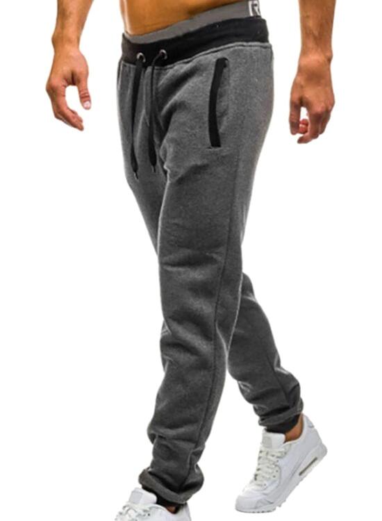 Generisch Pantalones de chándal para hombre, poliéster, pantalones casuales para hombre, cintura media, pantalones de correr, pantalones de jogging, talla L