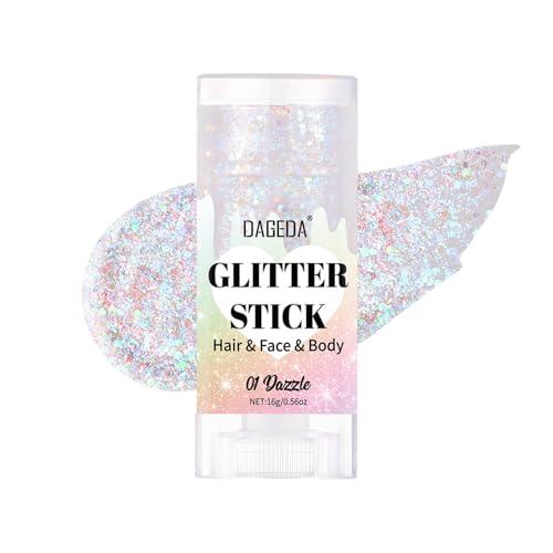Prreal Barra de purpurina corporal, maquillaje de gel con purpurina para cara, purpurina holográfica para el cabello, lentejuelas de sirena, trajes de rave para mujeres, accesorios de festival de