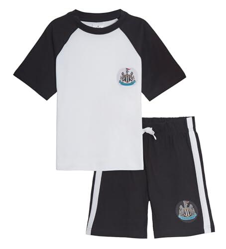 Newcastle United - Pijama corto de algodón para niños, conjunto de pijama corto de primera calidad, kit de fútbol oficial del FC FC Football Club, regalo, blanco, 9-10 Years