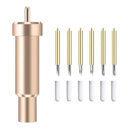 6 Piezas Cuchillas de Hojas de Corte Profundo con Carcasa para Cricut Maker, Explore Air 2, Explore 3, Air 3 y Explore One, Cuchillas 30/45/60 Grados para Manualidades Cartulina, Vinilo y Fieltro, oro