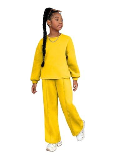 KOTTY Conjunto de invierno cálido de primera calidad para niñas para una comodidad elegante en climas fríos, Amarillo brillante, 11-12 años