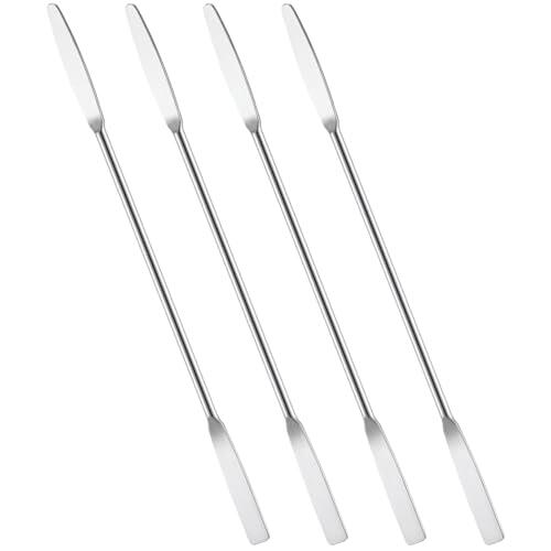 Andibro 4 espátulas de laboratorio de acero inoxidable de doble extremo con punta cuadrada y redonda, ideal para mezclar cosméticos, cocina y laboratorio (15 cm) (4)