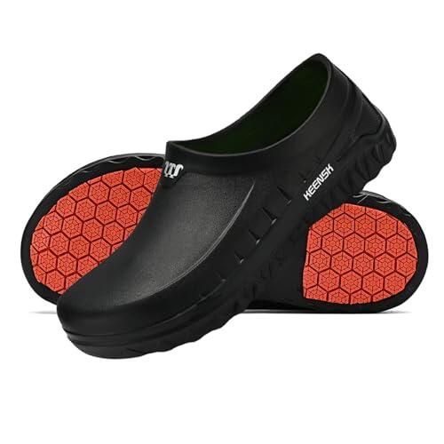 MEIAGDT Zuecos de Trabajo para Mujer y Hombre, Zapatos de Cocina Antideslizantes, Impermeables, para Restaurante, jardín, enfermería, Servicio de Alimentos, Resistentes al Aceite Negros 37